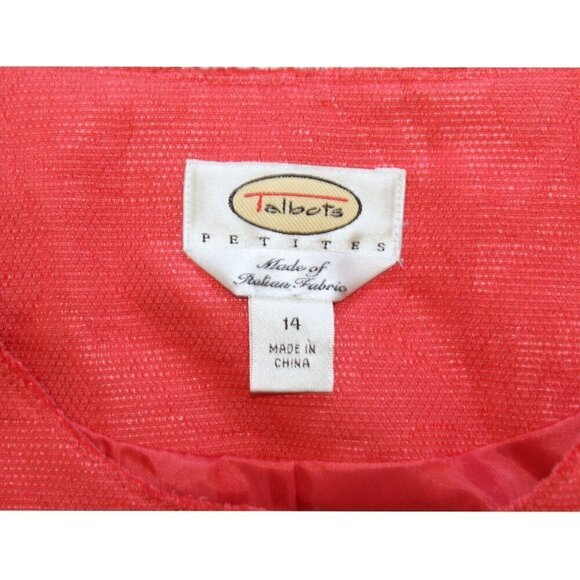 Talbots Coral Italian Fabric Women's Blazer Size 14P Button Professional Career - Picture 8 of 8